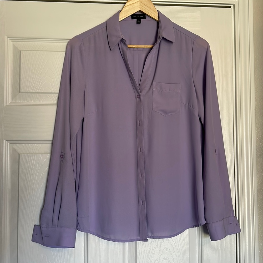 Lavender The Limited Button-Up Blouse